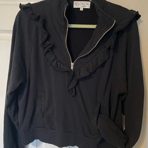 Wildfox black 3/4 zip feminine sweatshirt
